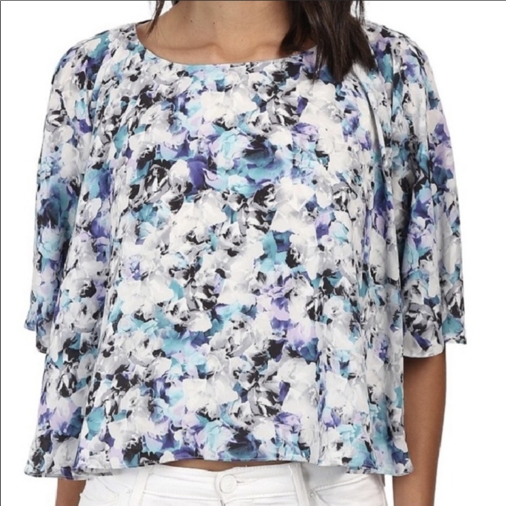 Sam Edelman Flowered Flowy Bohemian Cropped Top